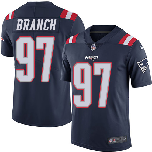 Nike Patriots #97 Alan Branch Navy Blue Men's Stitched NFL Limited Rush Jersey